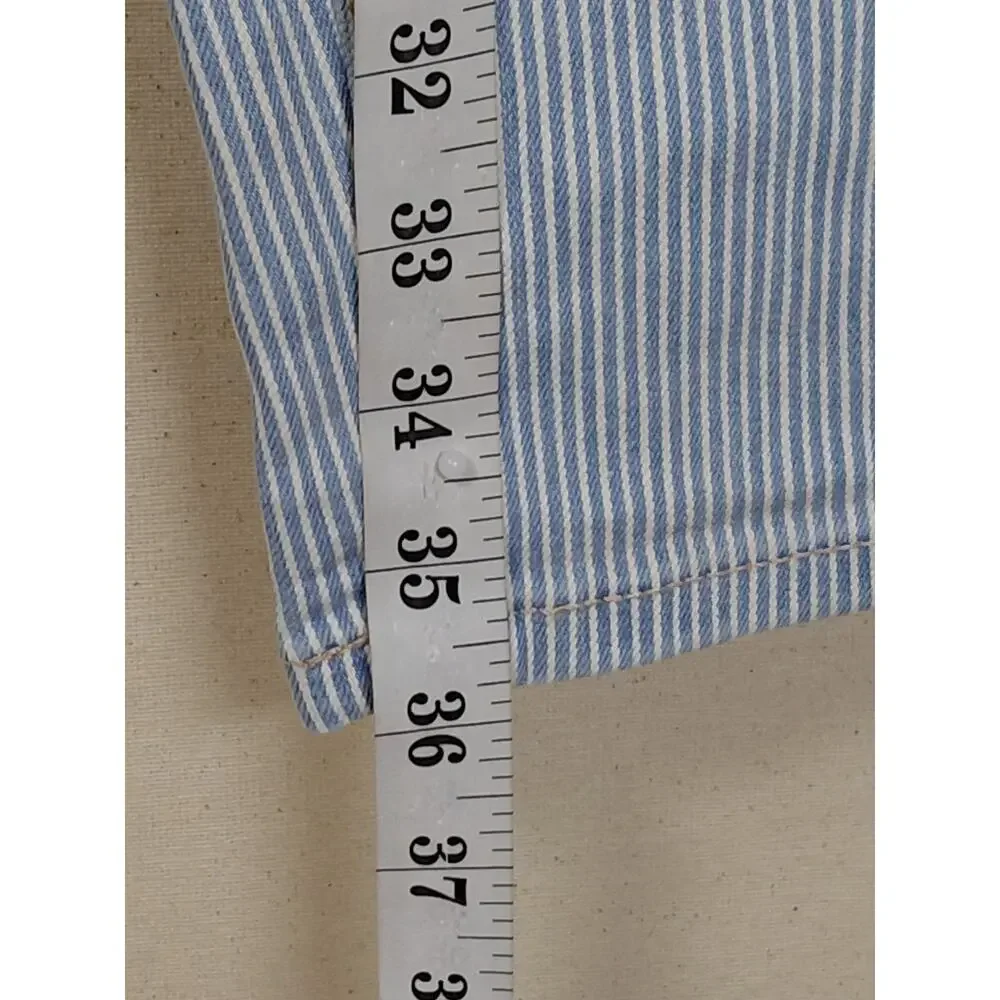Garage Cotton Blend Blue Striped Skinny Stretch Jeans Women Size 7